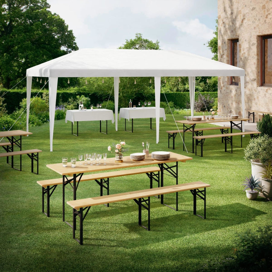 Bricocenter FIRA SET 8 Seats table 187X60cm and 2 benches in pine and steel