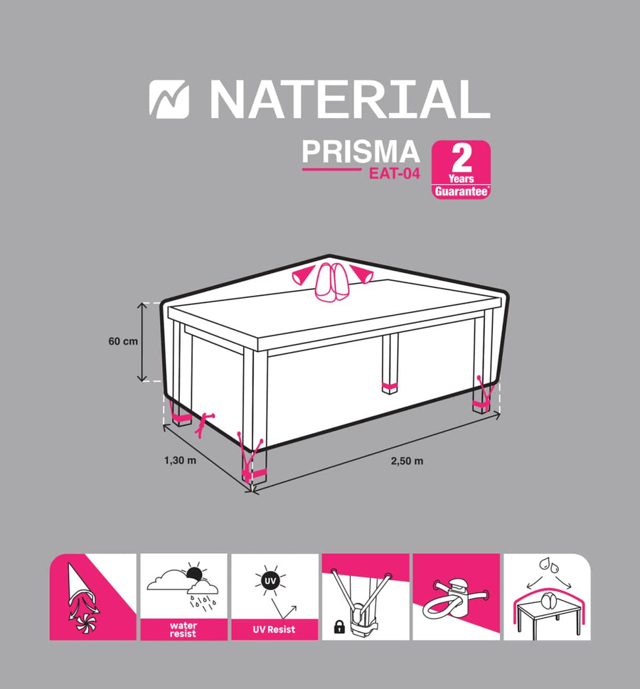 Bricocenter COVER FOR RECTANGULAR TABLE 250X130X60 LIGHT GREY