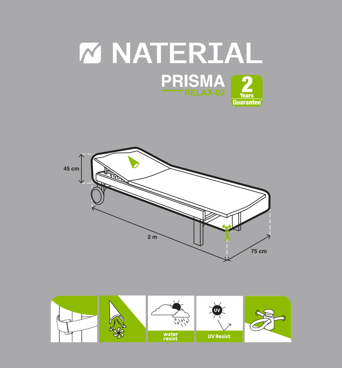 COT COVER NATERIAL 200X75X45 LIGHT GREY