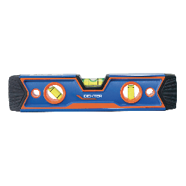 DEXTER ALUMINIUM RECTANGULAR SPIRIT LEVEL 22.9 CM, MAGNETIC, 3 BUBBLES