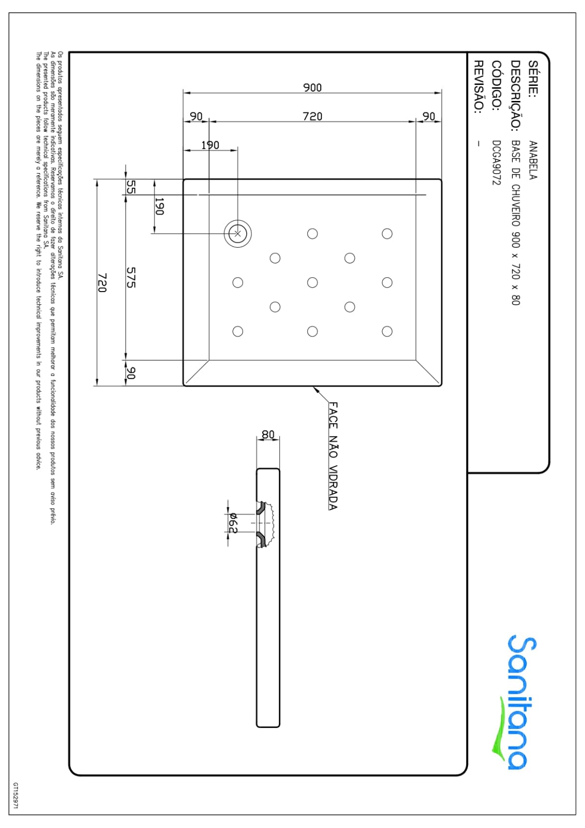 ANABELA SHOWER TRAY W 90 D 72 H 8 CM CERAMIC