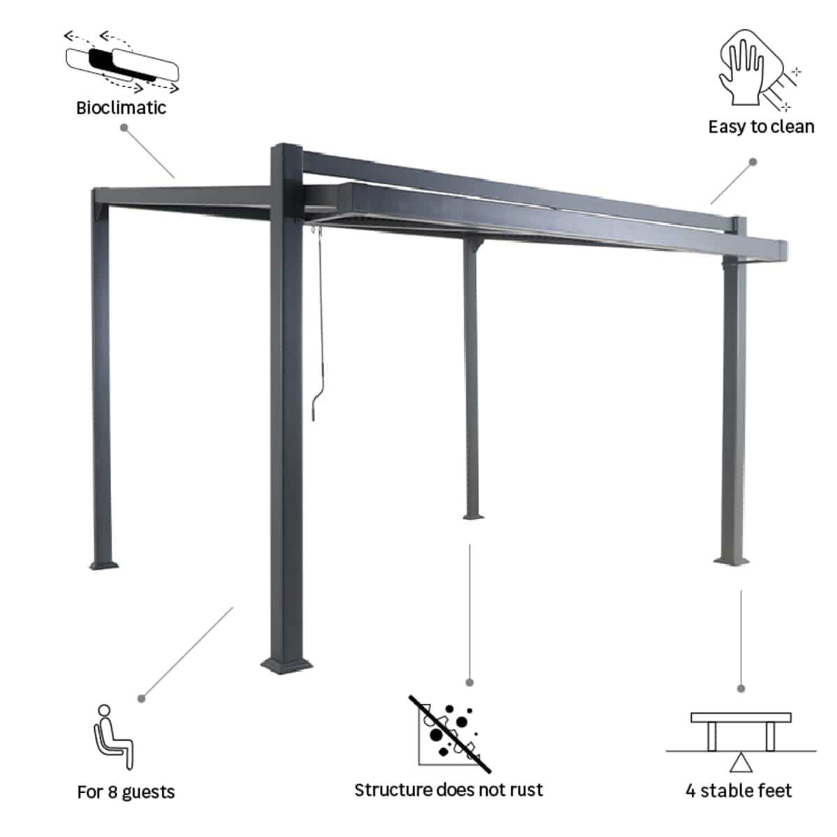 Bricocenter NATERIAL ODYSSEA PERGOLA 319X380 IN DARK GRAY ALUMINUM