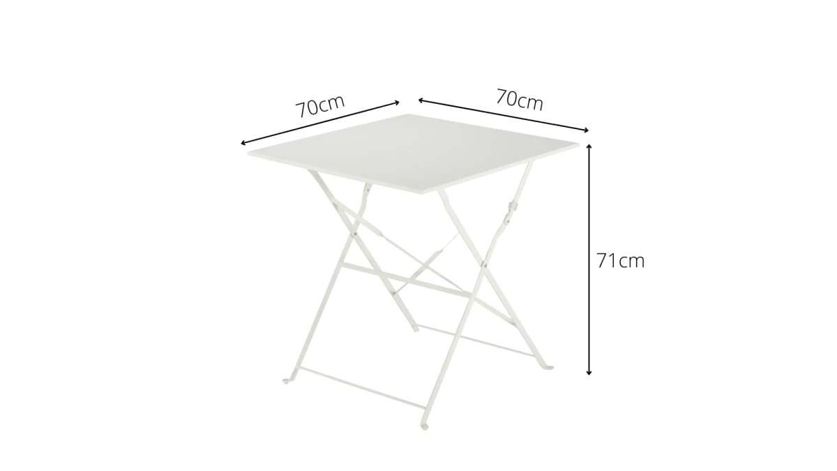 FLORA NATERIAL FOLDING TABLE 2 PLACES SQUARE STEEL 70X70XH71