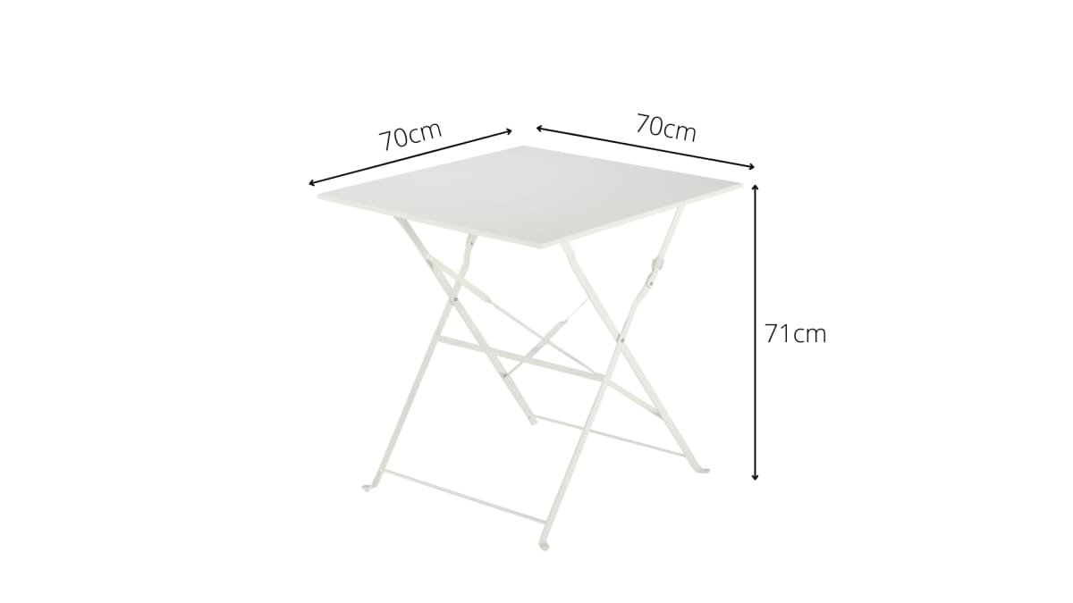 Bricocenter FLORA NATERIAL FOLDING TABLE 2 PLACES SQUARE STEEL 70X70XH71