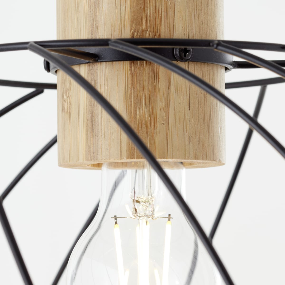 Bricocenter MALLOW BAMBOO AND BLACK METAL CHANDELIER D30 CM E27