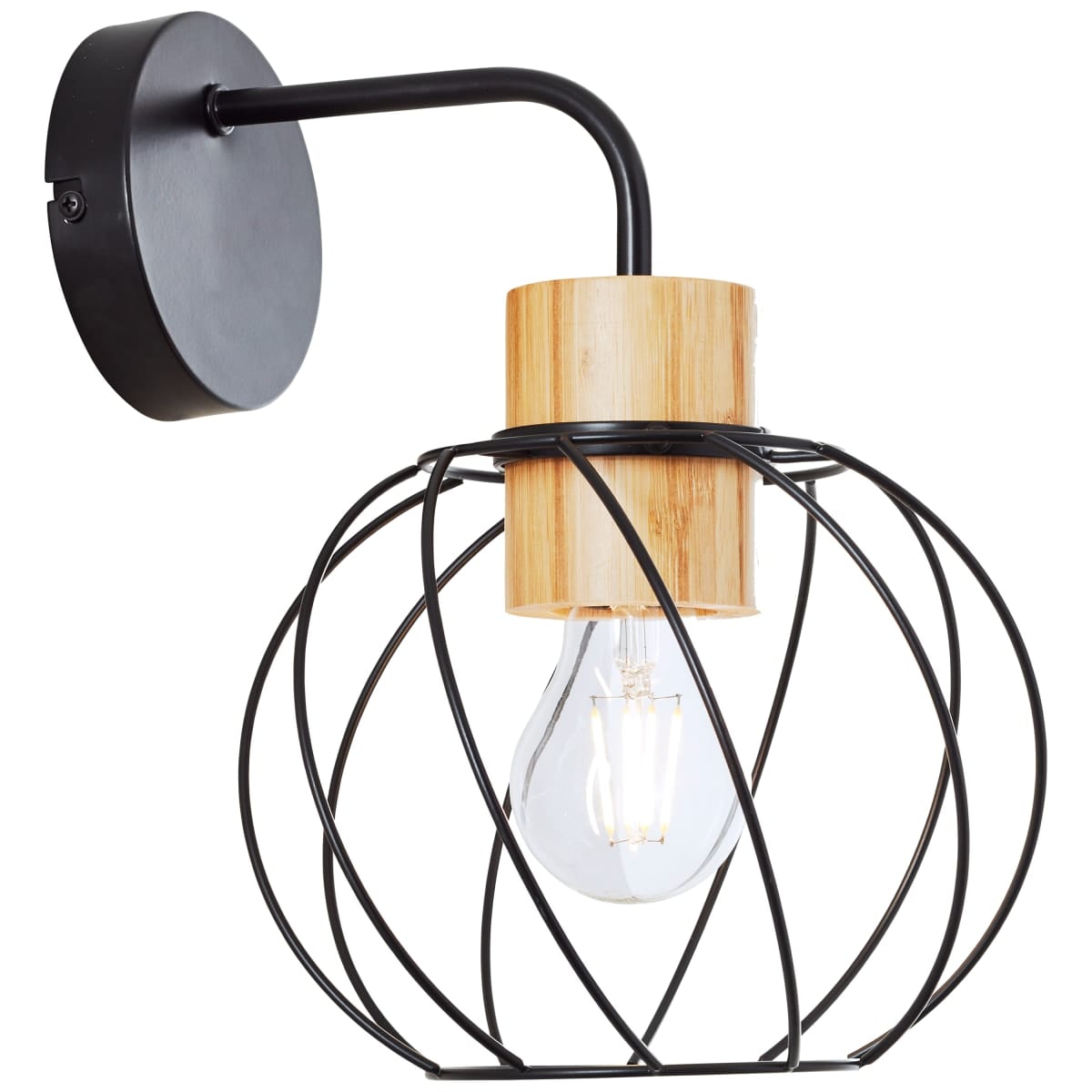 Bricocenter MALLOW WALL LIGHT WOOD AND METAL BLACK D20 CM E27=40W