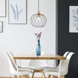 MALLOW BAMBOO AND BLACK METAL CHANDELIER D30 CM E27