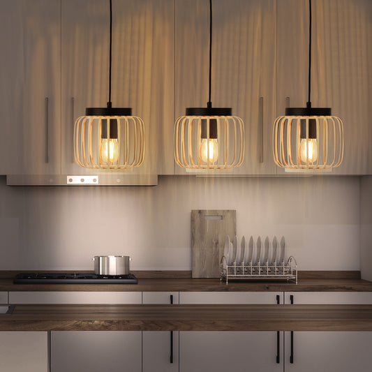 Lampadario pecan metallo e bamboo l70 cm 3xe27=50w
