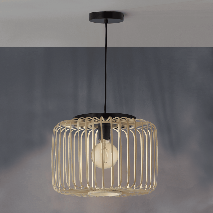 Lampadario pecan metallo e bamboo d38 cm e27=50w