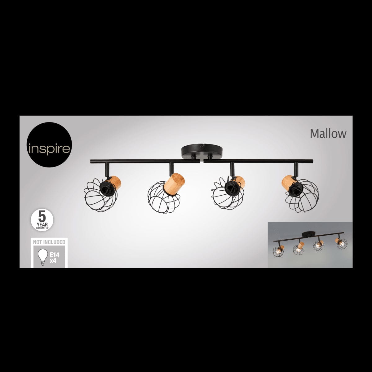 Bricocenter FARETTI MALLOW METALLO NERO 76X21X10 CM 4X E14=25W