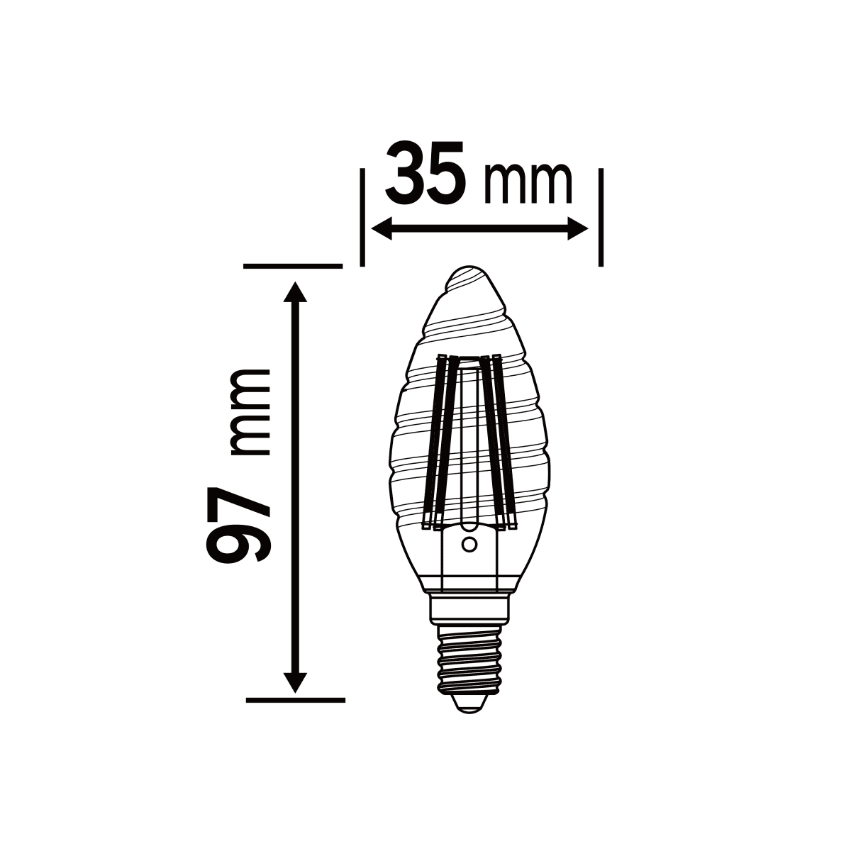 LED BULB E14=40W CANDLE TWIST TRANSPARENT WARM LIGHT