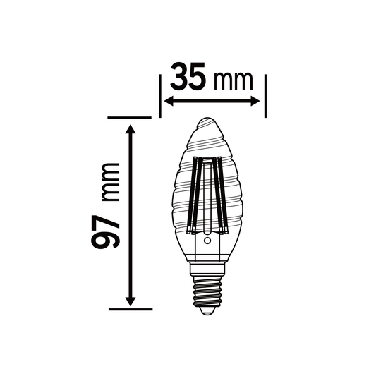 LED BULB E14=40W CANDLE TWIST TRANSPARENT WARM LIGHT