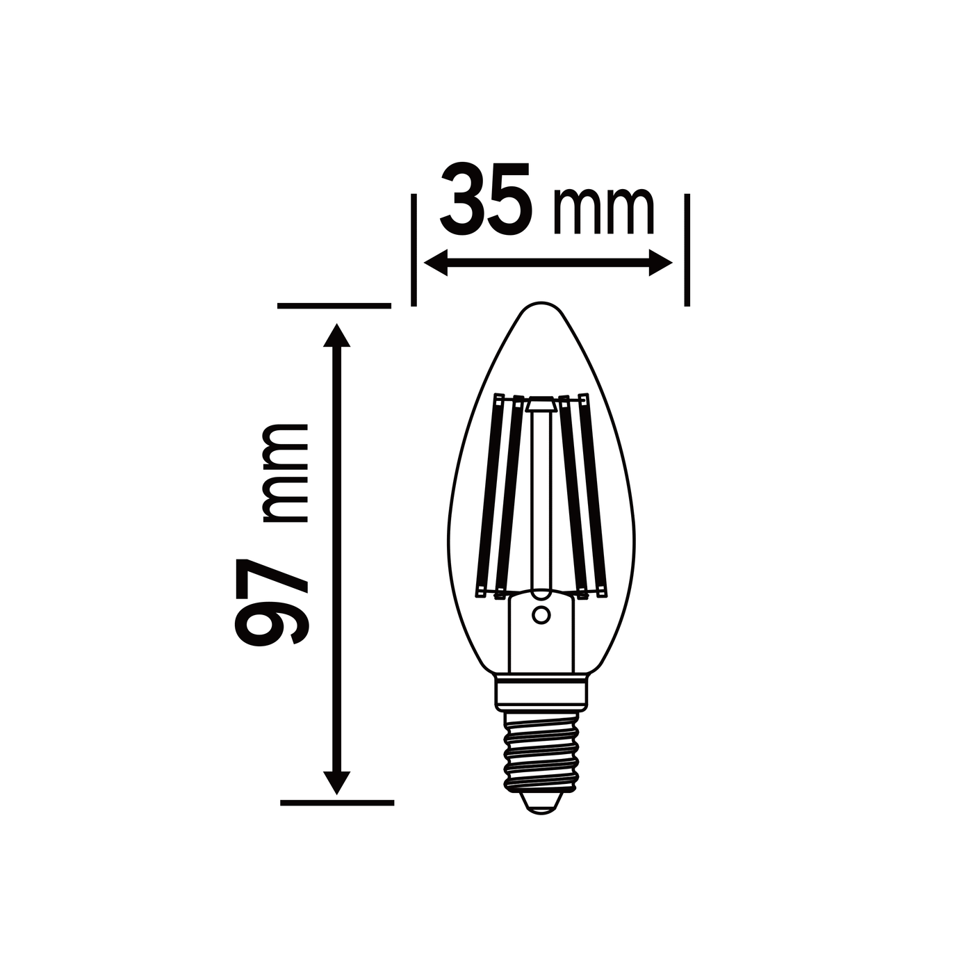 Lampadina led e14=40w candela trasparente luce calda