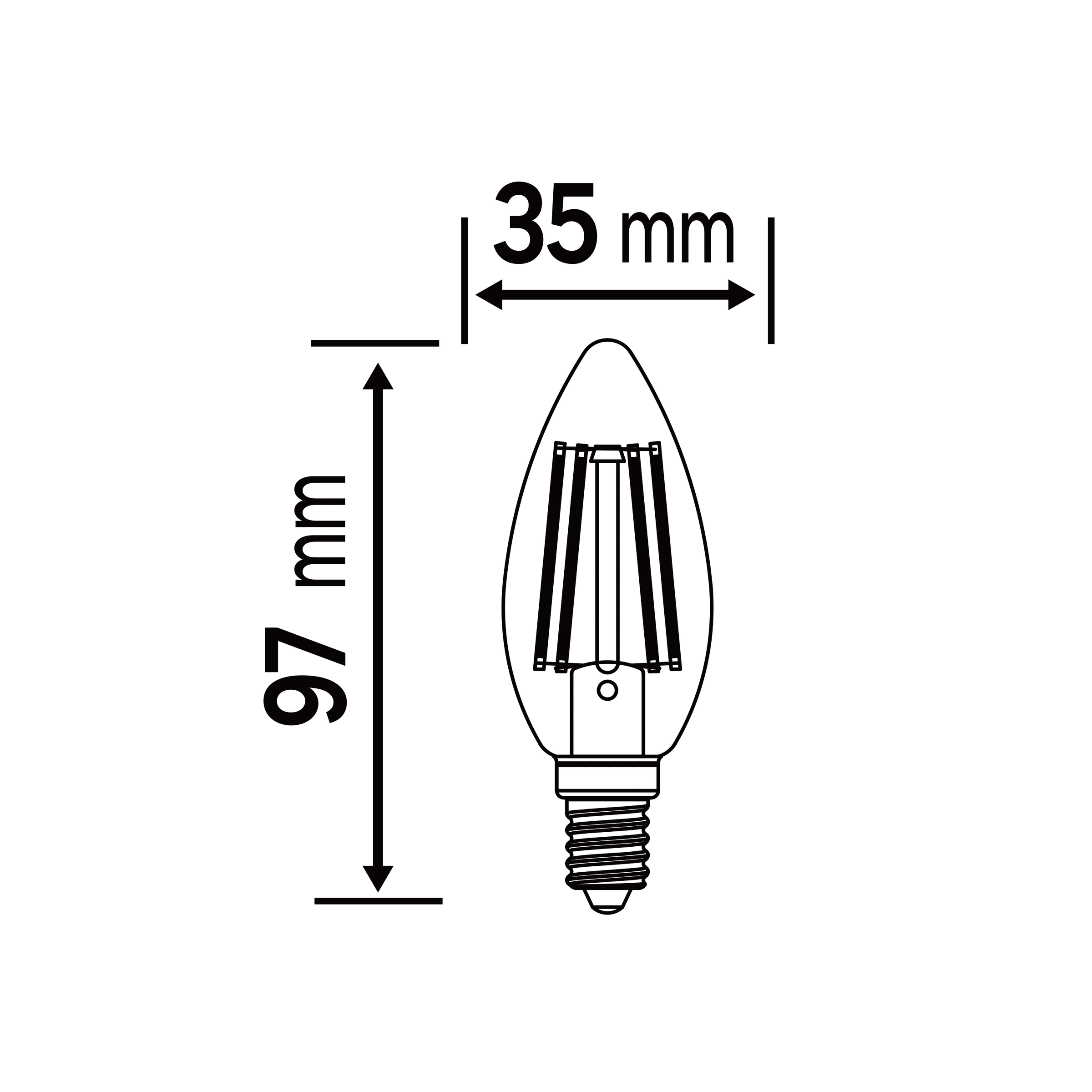 Lampadina led e14=40w candela trasparente luce calda