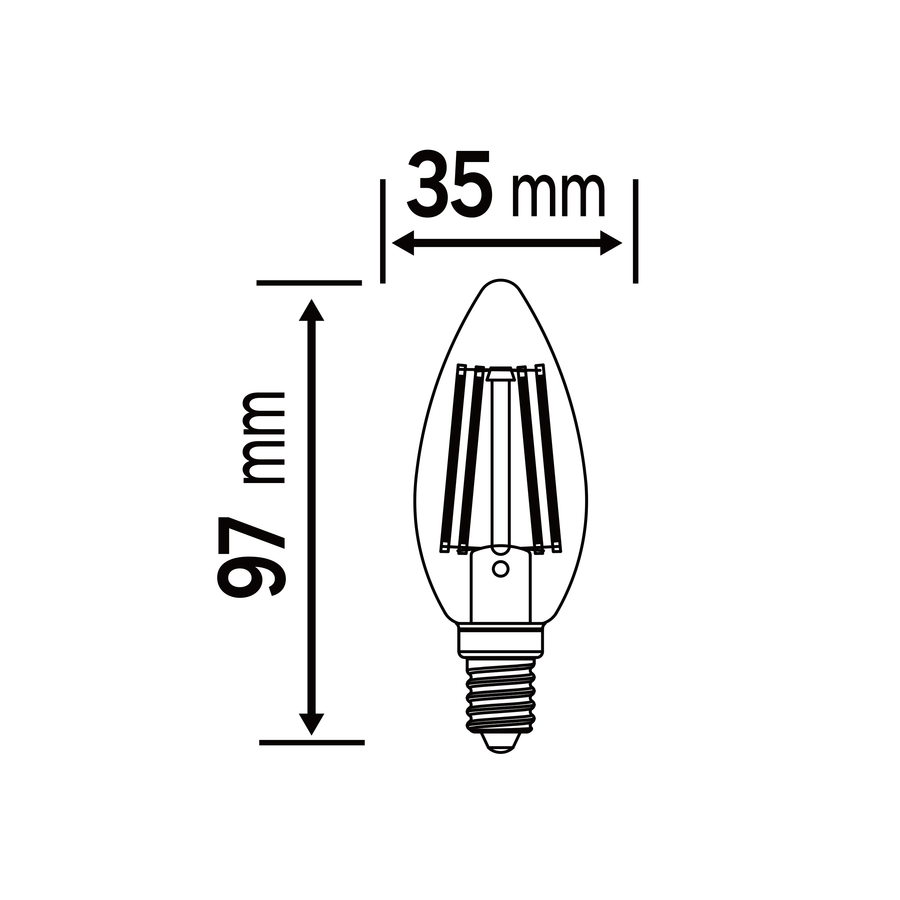 Lampadina led e14=40w candela trasparente luce calda