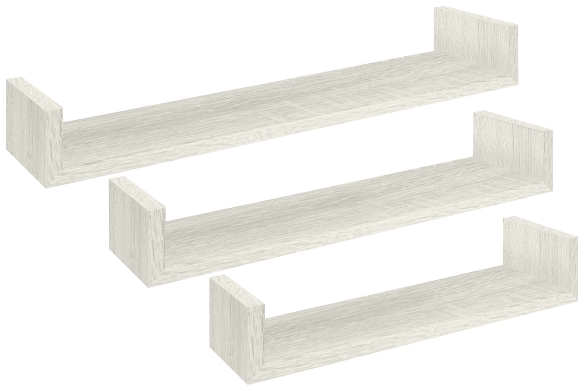 3 U-SHAPED SHELVES BLEACHED OAK 60X15.5X8