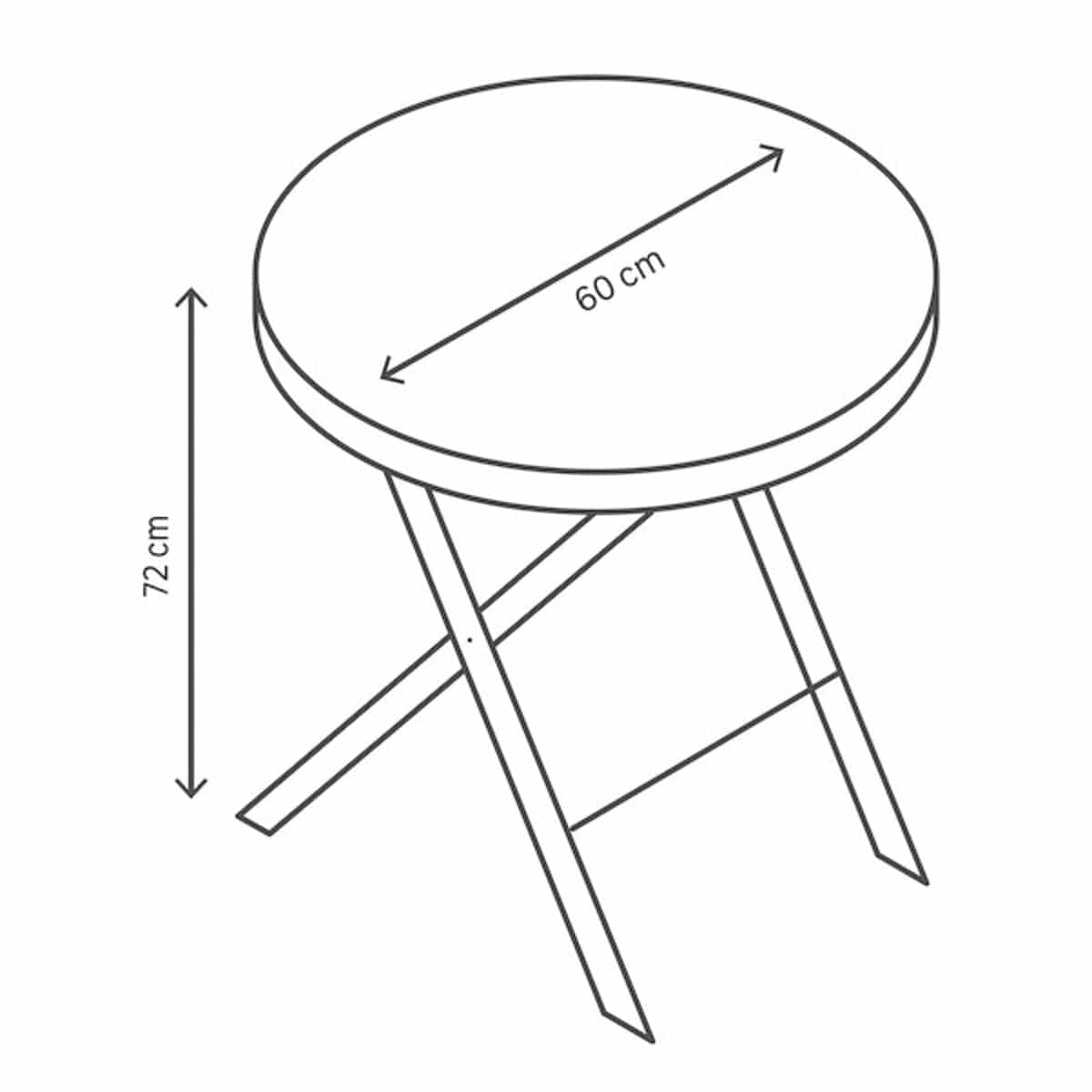 Bricocenter EMYS NATERAL - Foldable Table 2 seater Round Steel Top Glass - D 60XH72