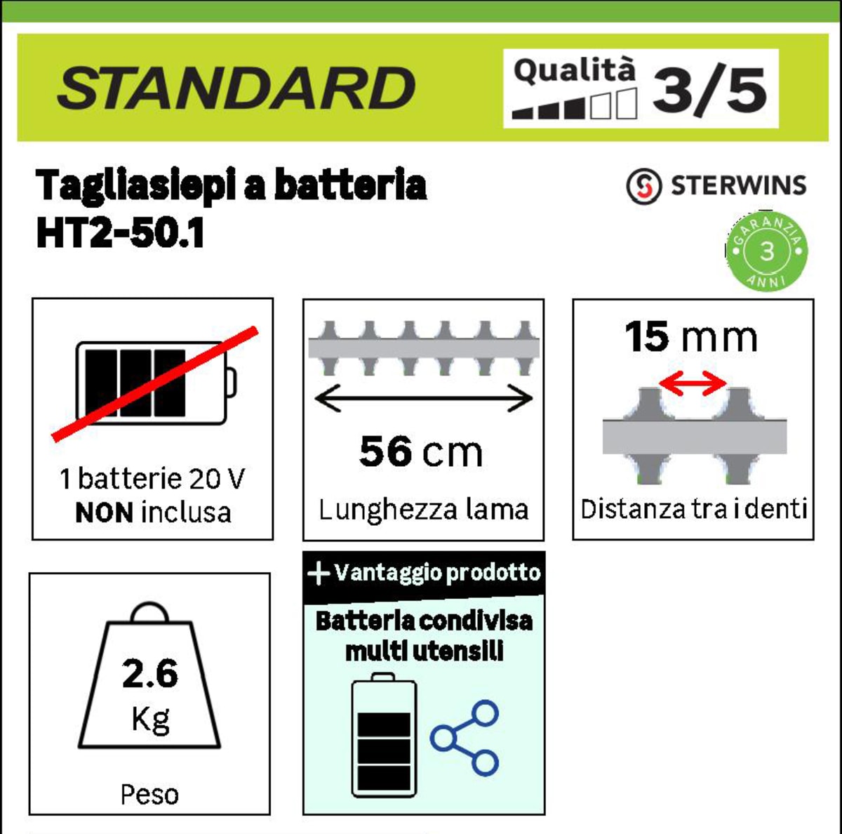 STERWINS 20V CORDLESS HEDGE TRIMMER