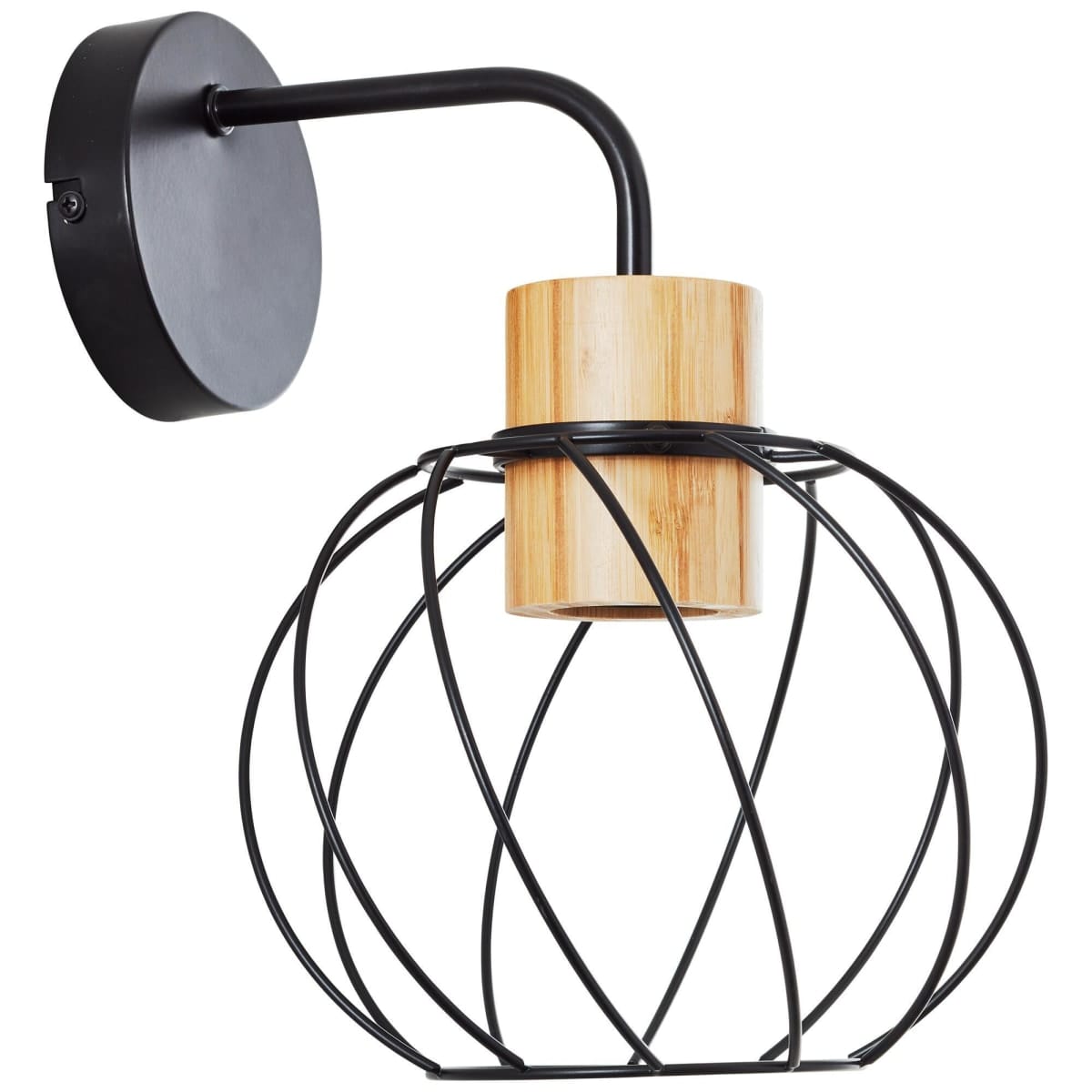 Bricocenter MALLOW WALL LIGHT WOOD AND METAL BLACK D20 CM E27=40W