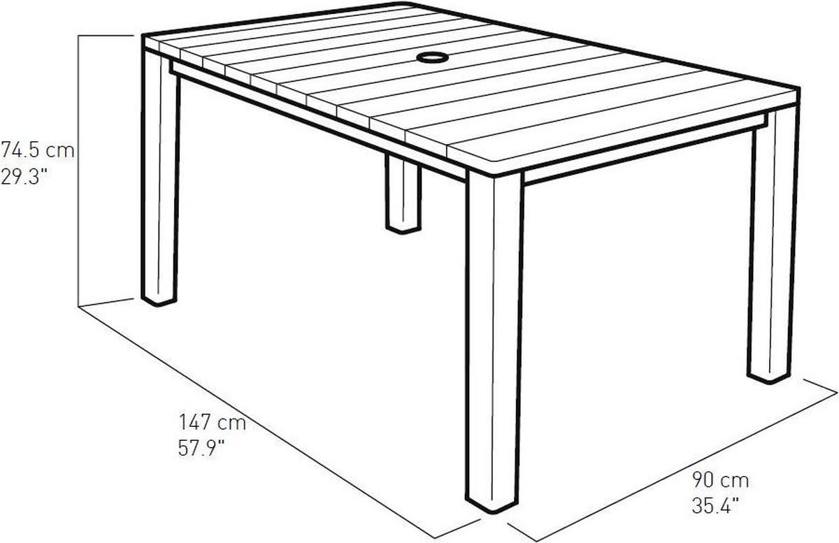 JULIE WOOD EFFECT TABLE 147X90X75 GRAPHITE