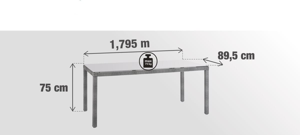Bricocenter DAVOS NATERIAL TABLE 90X180X74 synthetic wicker aluminum and glass