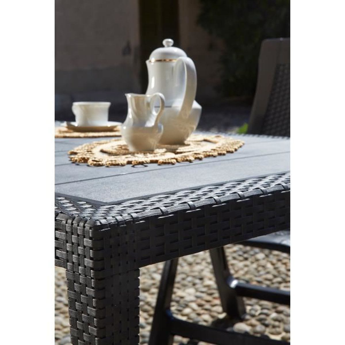 Bricocenter TAVOLO DA GIARDINO QUEEN IN RESINA ANTRACITE 160/220X80 CM