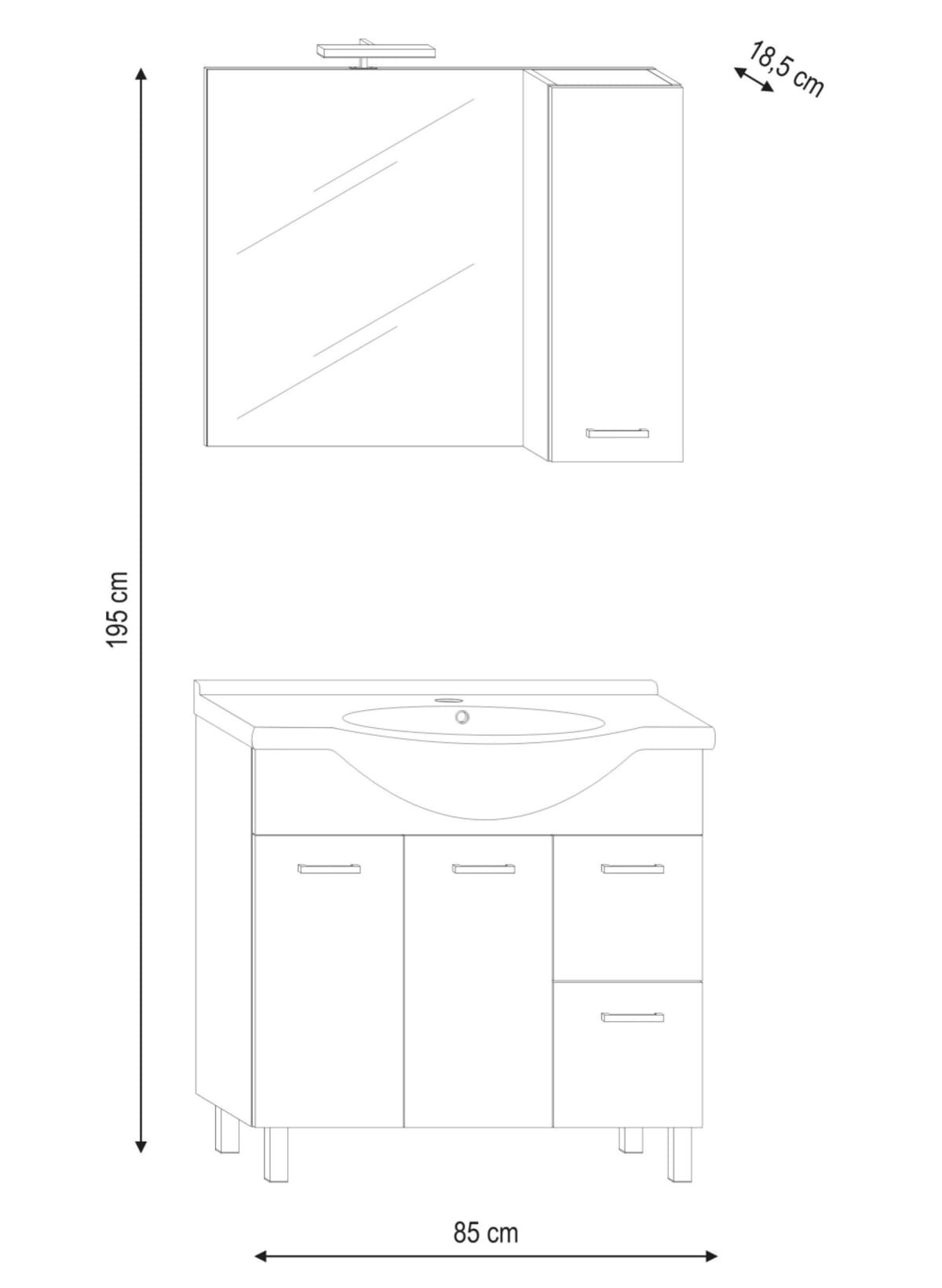 Bricocenter MOBILE BAGNO NICOLE BIANCO FRASSINO SPECCHIERA CON PENSILE L85