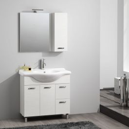 NICOLE WHITE ASH BATHROOM CABINET MIRROR WITH WALL UNIT L85