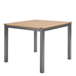 BRICOCENTER ORIS NATERAL TABLE 4 SPAINS ALU SQUARE. Eucalyptus wood top 89x89xh74.6