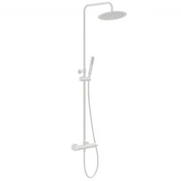 PLANO SHOWER KIT W/THERMOSTAT MATT WHITE SHOWER HEAD DIAM.25CM
