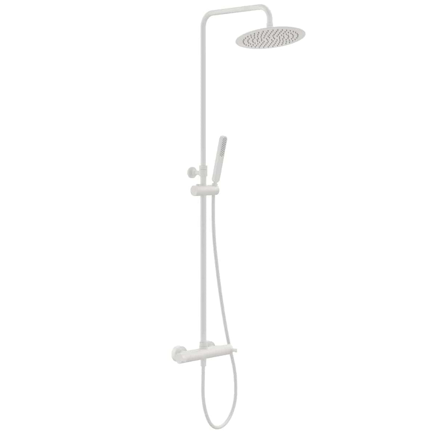 Bricocenter PLANO SHOWER KIT W/THERMOSTAT MATT WHITE SHOWER HEAD DIAM.25CM
