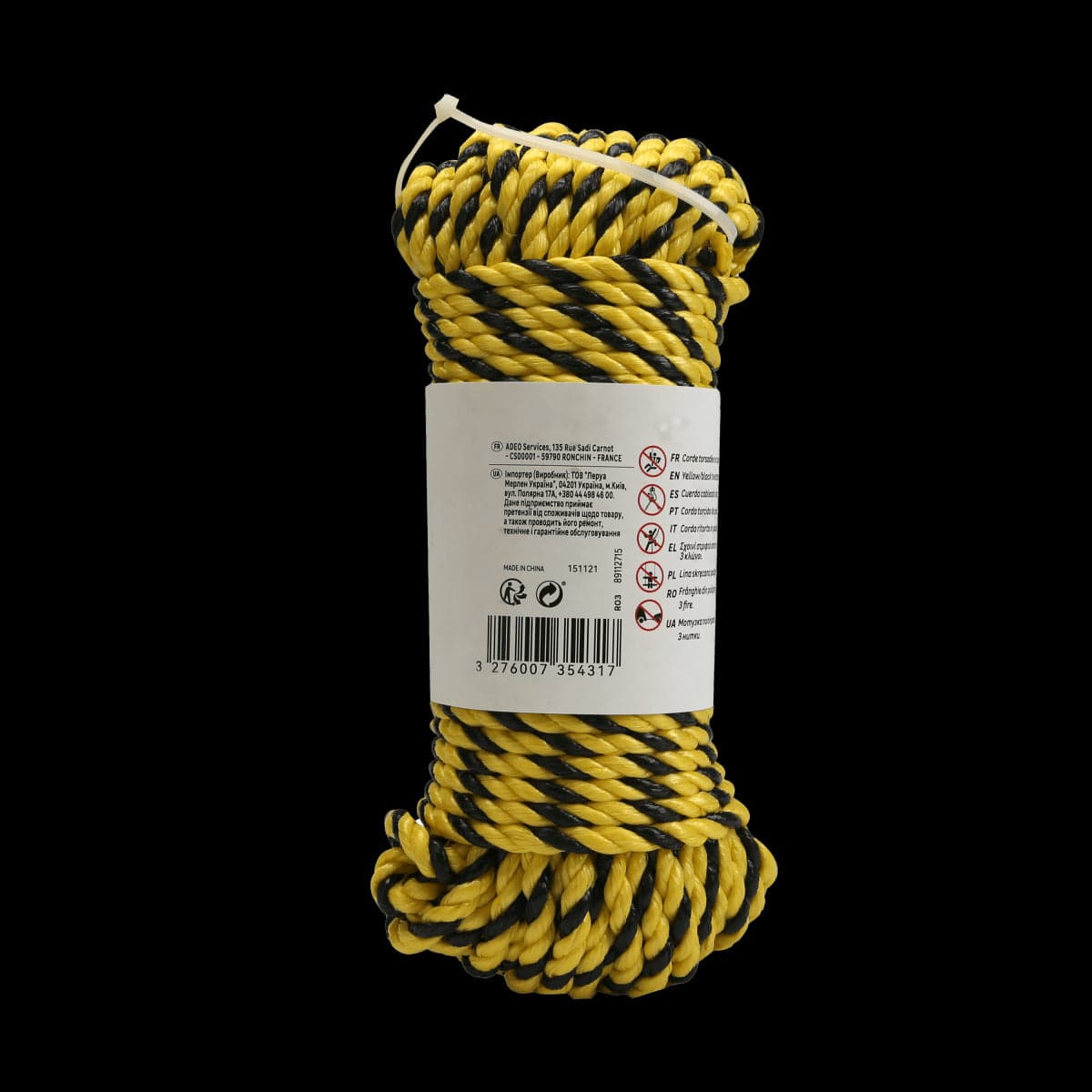 Bricocenter PP ROPE YELLOW/BLACK BRAID D6MM 25M