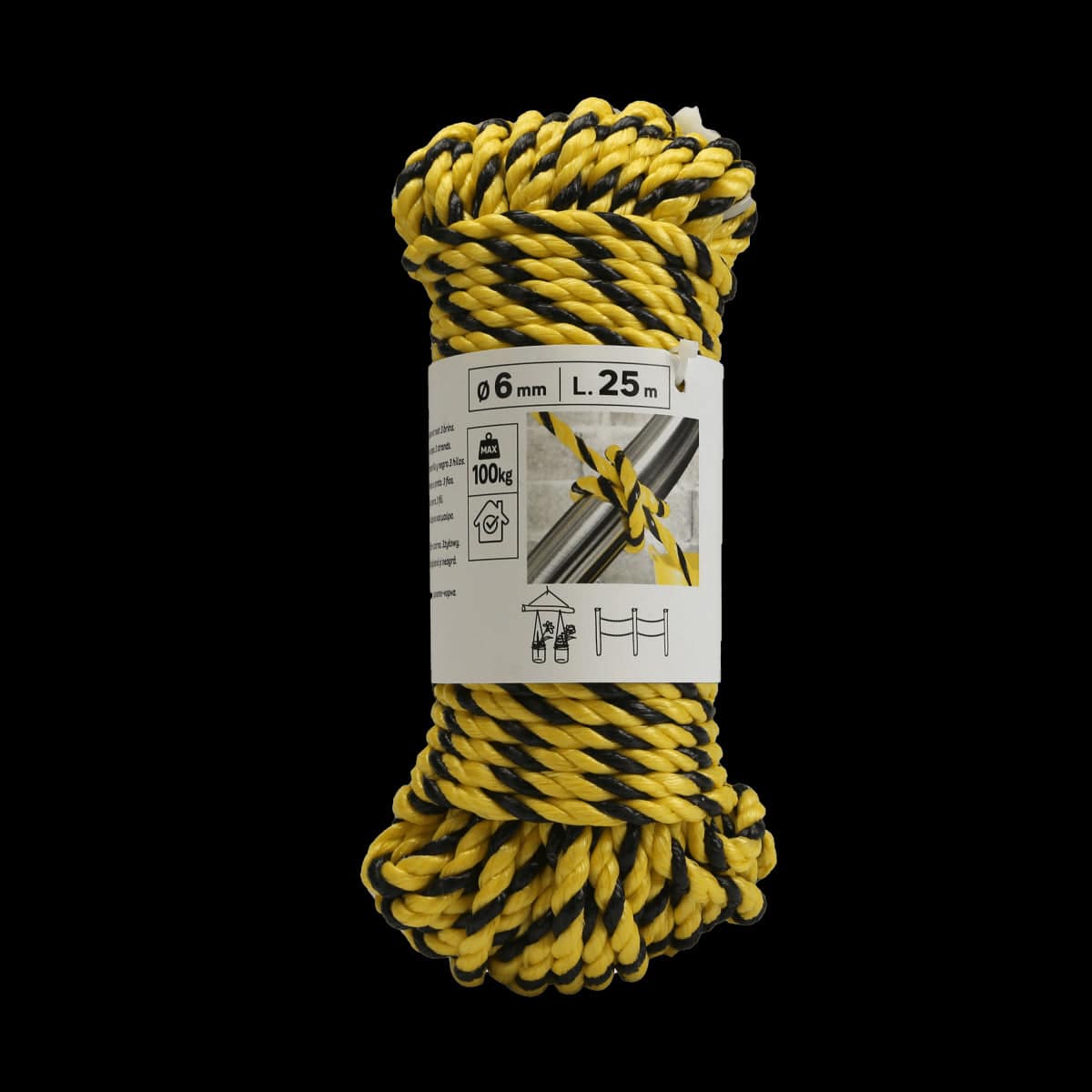 Bricocenter PP ROPE YELLOW/BLACK BRAID D6MM 25M