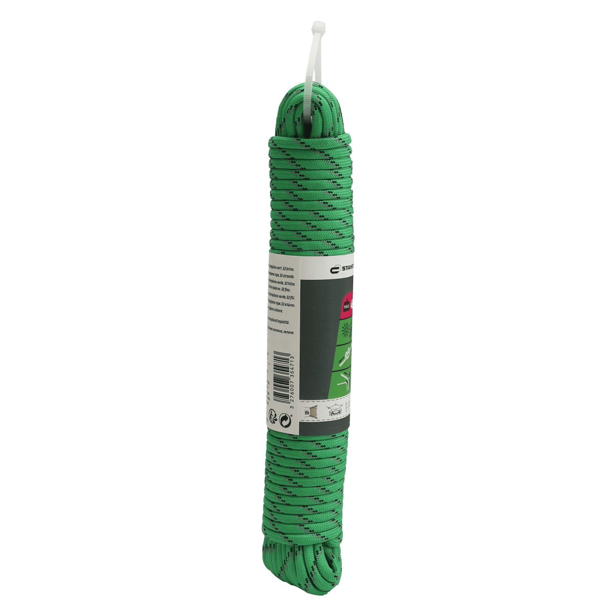 GREEN BRAIDED PP ROPE 4MM 20M