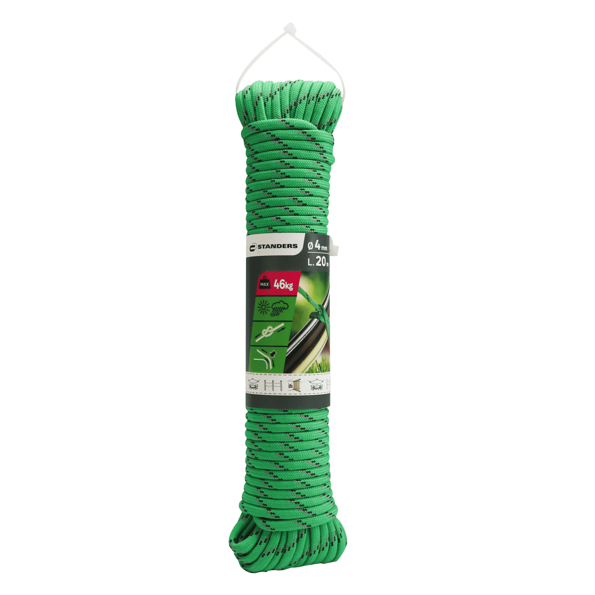 GREEN BRAIDED PP ROPE 4MM 20M