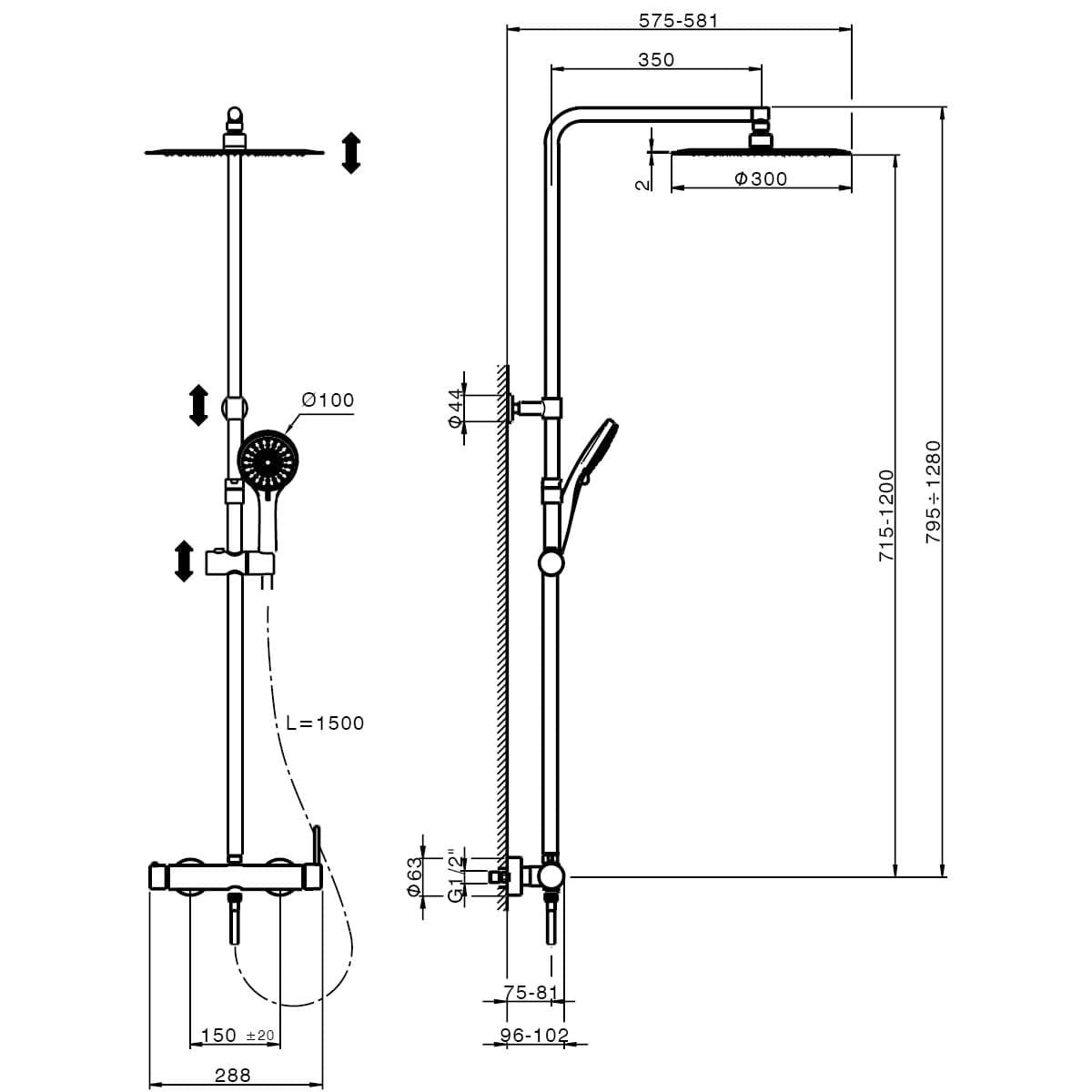 Bricocenter SHOWER KIT TAYRONA W/MIXER CHROME SHOWER HEAD DIAM. 30 CM