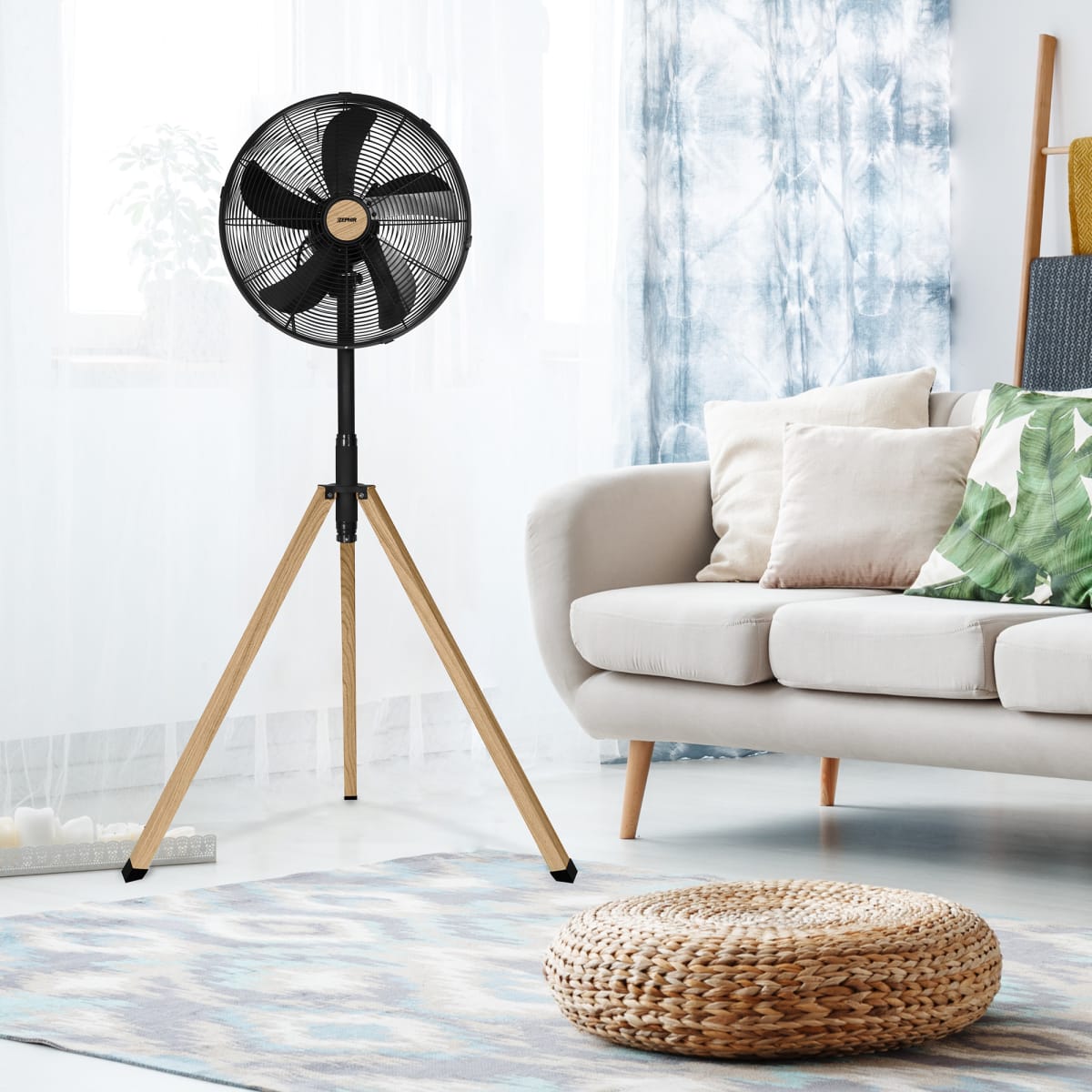 FLOOR-STANDING FAN WITH THREE-FOOT PEDESTAL