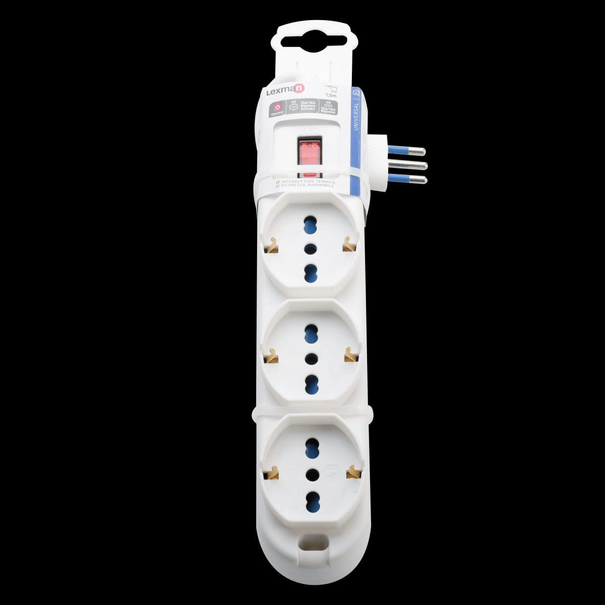 Bricocenter MULTIPRESACON 3 UNIVERSAL SOCKETS AND 6 SOCKETS 10/16A WITH SAFETY SWITCH AND CABLE