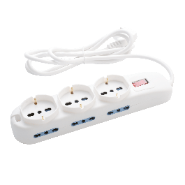 MULTIPRESACON 3 UNIVERSAL SOCKETS AND 6 SOCKETS 10/16A WITH SAFETY SWITCH AND CABLE