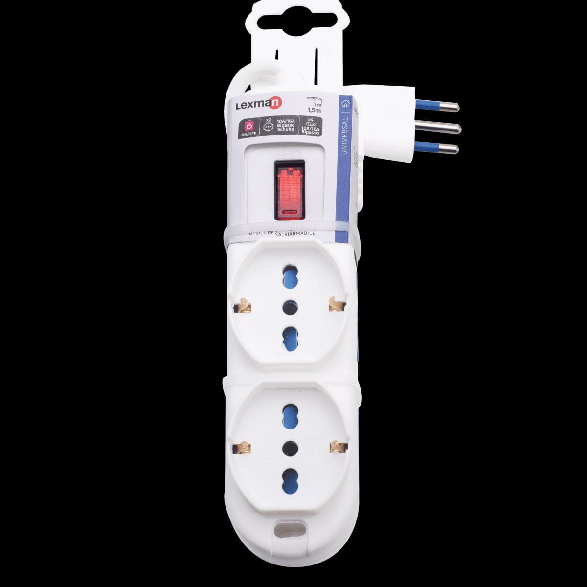 Bricocenter MULTI-PURPOSE WITH 2 UNIVERSAL SOCKETS AND 4 10/16A SOCKETS WITH SAFETY SWITCH AND CABLE