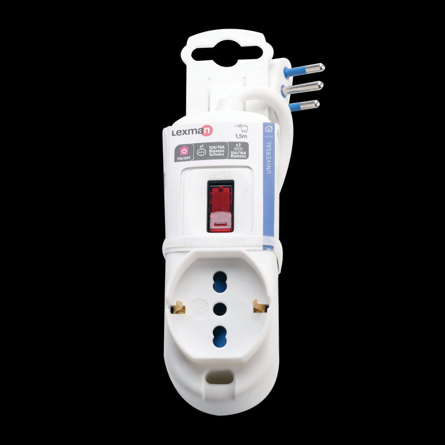 Bricocenter MULTIPRESACON 1 UNIVERSAL PLACE AND 1 10/16A SOCKET WITH SAFETY SWITCH AND CABLE
