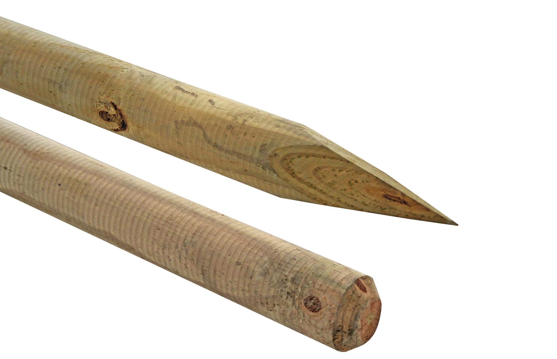 Pointed round post, dia. 6, H 150cm, treated wood