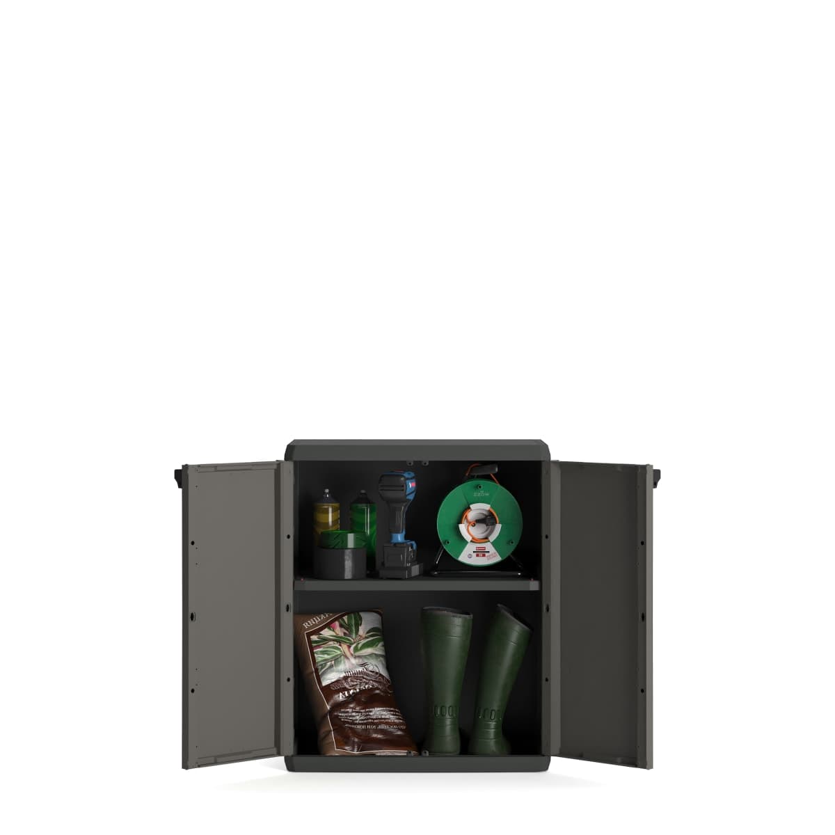 Bricocenter LOW CABINET 2 DOORS 1 SHELF 68X39X83H DARK GREY
