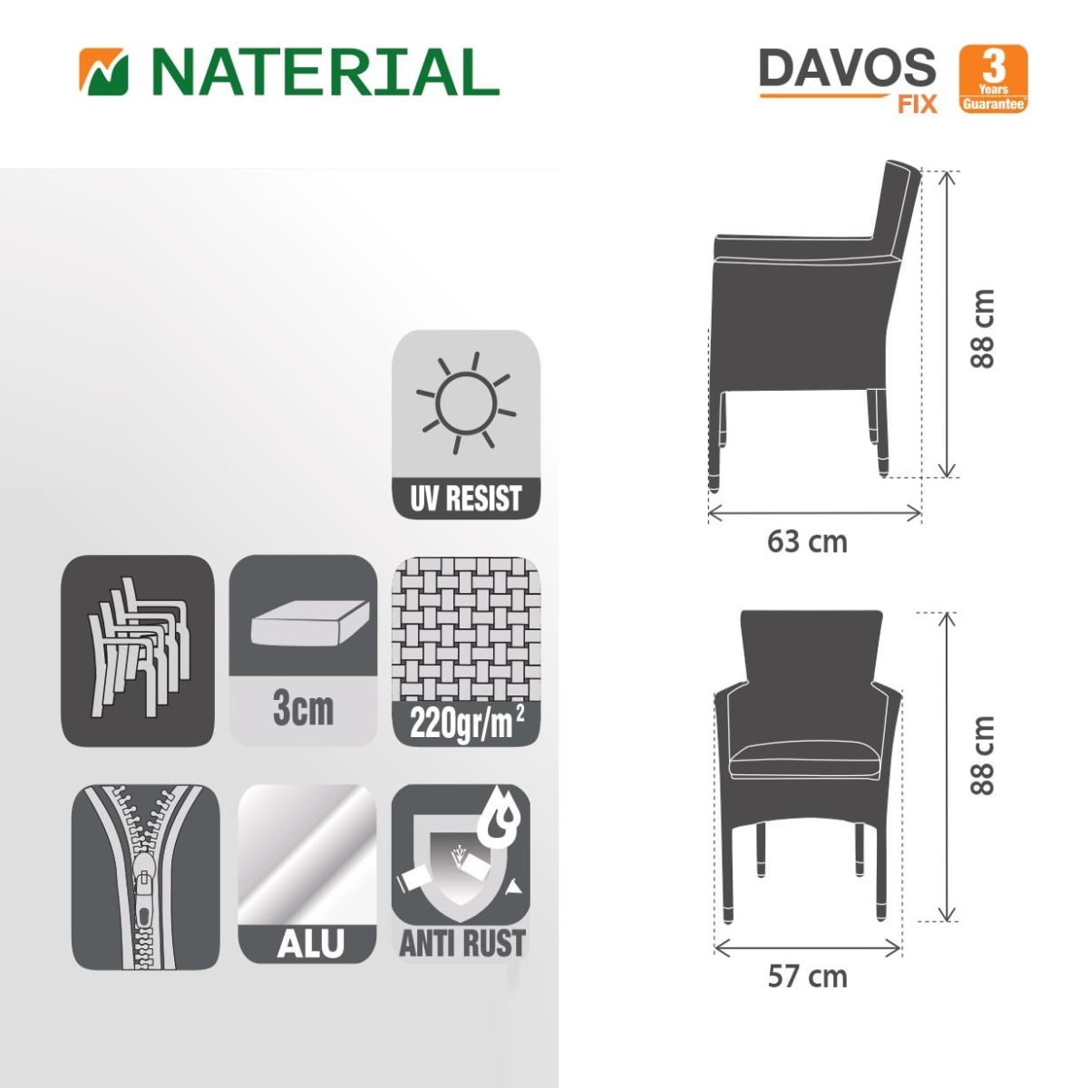 DAVOS NATERIAL ARMCHAIR wicker synthetic aluminum with cushion