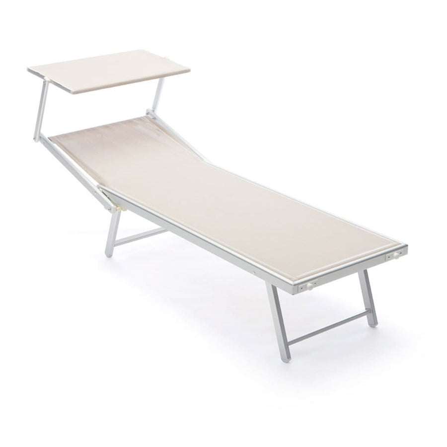 Bricocenter LETTINO RIMINI ALLUMINIO/TEXTILENE cm 183/190X61X38 CON TETTUCCIO GRIGIO