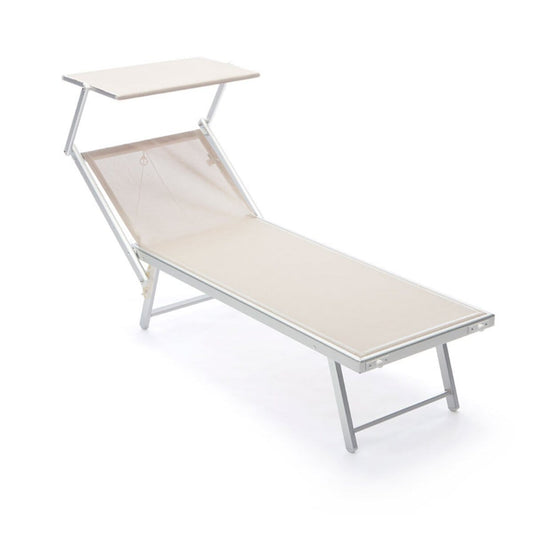 Bricocenter LETTINO RIMINI ALLUMINIO/TEXTILENE cm 183/190X61X38 CON TETTUCCIO GRIGIO