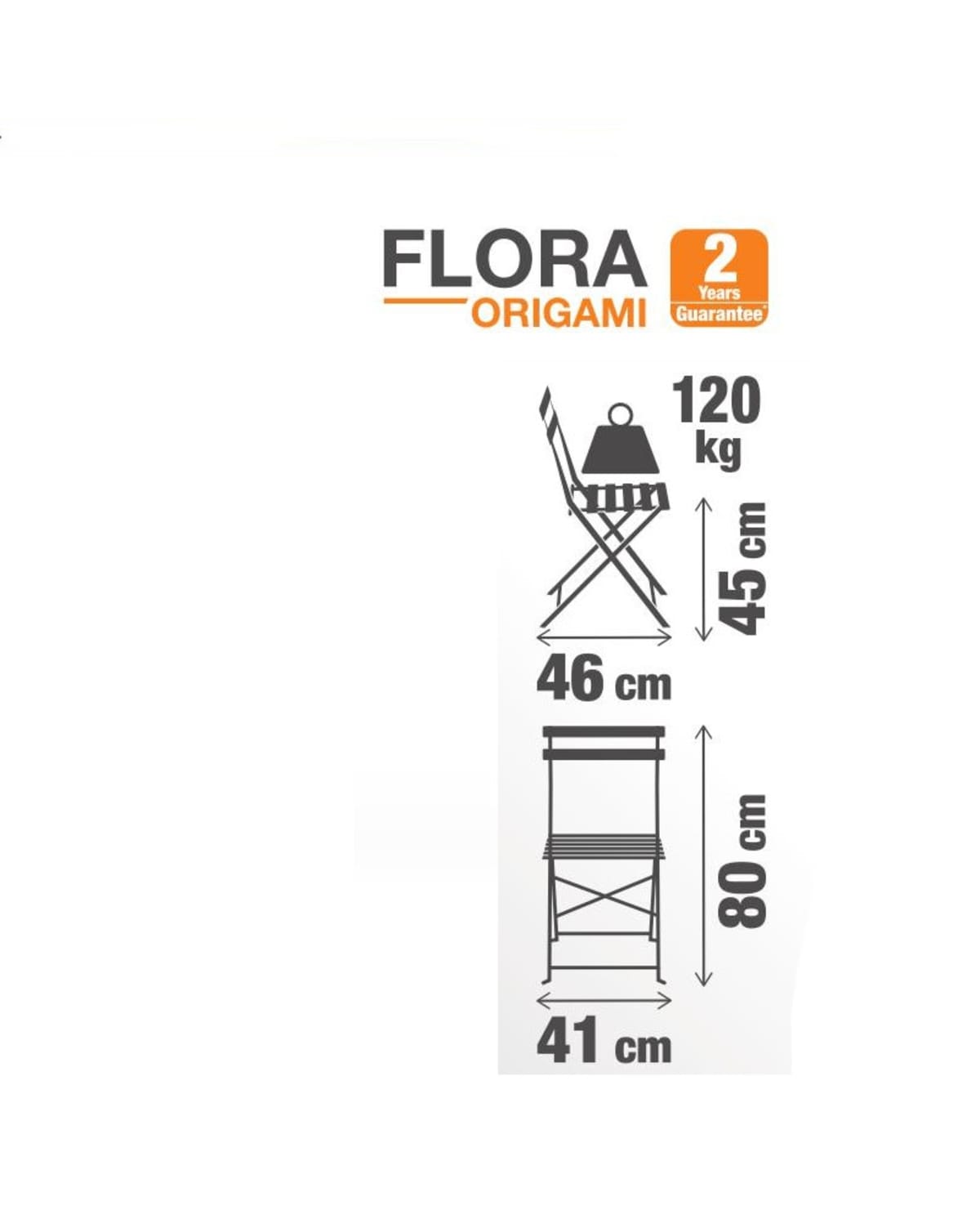 FLORA NATERIAL FOLDING CHAIR ECRU STEEL 41X47XH80