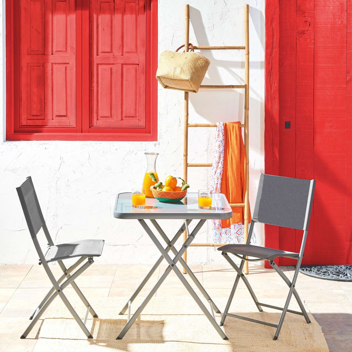 Bricocenter EMYS NATERIAL FOLDING CHAIR STEEL SEAT TEXTILENE ANTHRACITE 42X52XH83