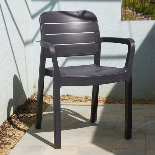 Tisara garden chair with armrests, 58x53x83cm, anthracite grey polypropylene