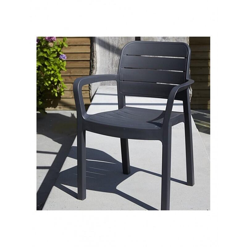 Tisara garden chair with armrests, 58x53x83cm, anthracite grey polypropylene